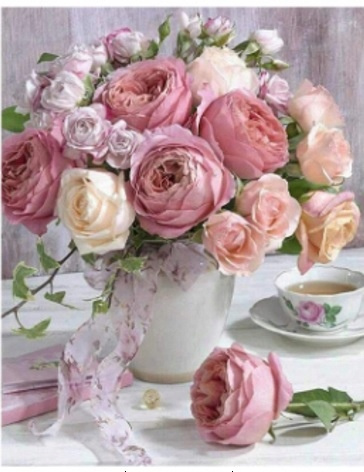 Malowanie Po Numerach Bukiet Róż 50x40 Cm+ Rama