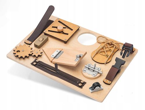 Tablica Manipulacyjna Interaktywna Do Nauki Drewniana Montessori