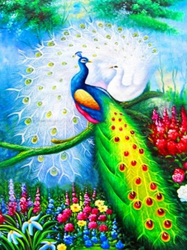 Diamentowa Mozaika Haft Diamentowy Paw Kolor Biały 30X40 Cm Kreatywne Diamenty