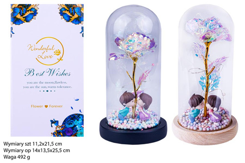 RÓŻA ŚWIECĄCA Z POSTACIAMI W KAPSULE KARTON PAK 40
dł 12 x sz 12 x w 20 cm