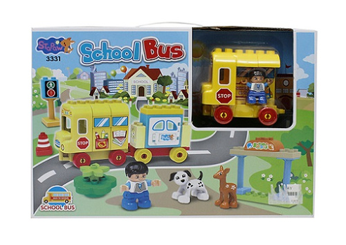 Klocki zestaw autobus szkolny 39el. 3 figurki