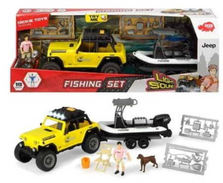 AUTO ZESTAW WĘDKARZA JEEP Z ŁODZIĄ ŚW/DŹW