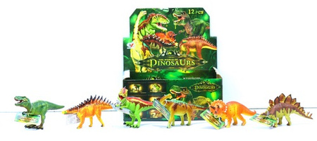 DINOZAUR MODEL KOLOROWY * 12 BOX  216/432
Wymiary displaya 26,5x19x11 cm; szt 13,5x7x11 cm; Waga dis 0,778 kg, szt 0,058 kg