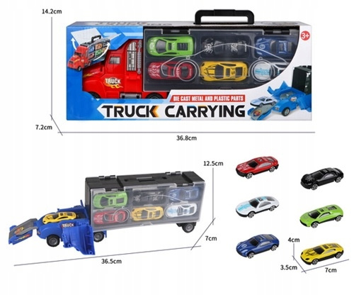 AUTO TRUCK LAWETA + 6 AUT SPORTOWYCH WALIZKA