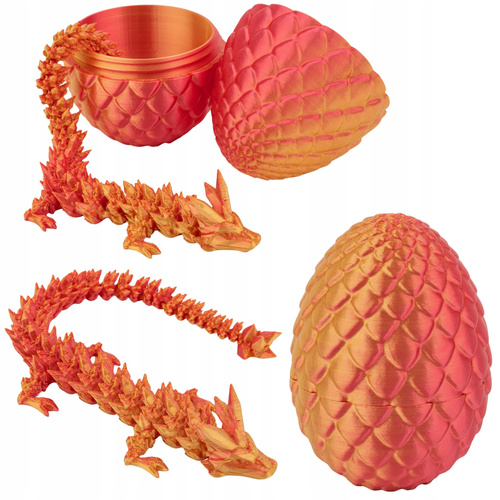 Figurka Smok W Jajku Druk 3D Ruchome Elementy Błyszczący Sensoryczna