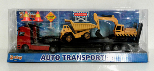 Autotransporter Z Dwoma Pojazdami Budowlanymi Metalowymi