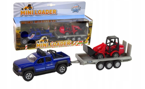Auto Metalowe Pick-Up Mini Loader z Przyczepą i Koparką Dźwięk i Światło