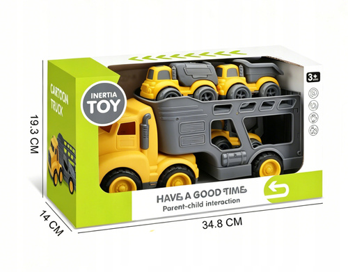 Auto Laweta Z 2 Autami Żółte Plastikowa Wytrzymała 35 Cm