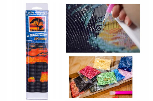 Diamentowa Mozaika Słoń Na Tle Zachodzącego Słońca 30x40 Cm Kreatywne