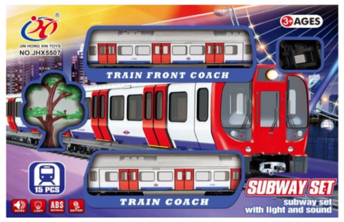 KOLEJKA ZESTAW POCIĄG MIEJSKI 15 ELEMENTÓW, pak 60/30
zestaw zawiera 15 elementów: 2 wagony, 12 elementów toru, drzewo,
zestaw elektryczny z dźwiękiem i światłem, wymaga baterii (3*AA, nie są zawarte w pudełku)
70 cm średnicy rozłożonego toru,
wymiary