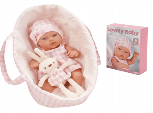 Lalka Niemowlak 33 cm z Pluszowym Króliczkiem w Nosidełku
