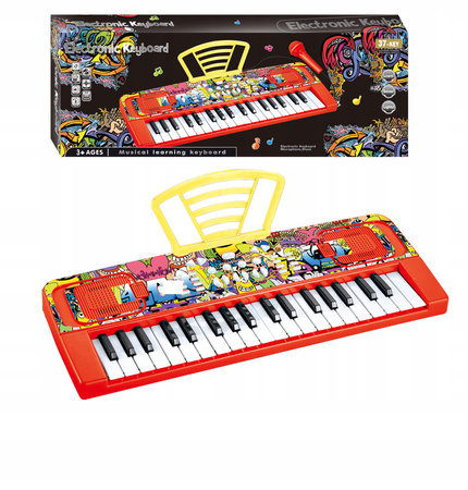 Keyboard Z Mikrofonem Pianino Dla Dzieci Pianinko Czerwone Efekty Dźwiękowe