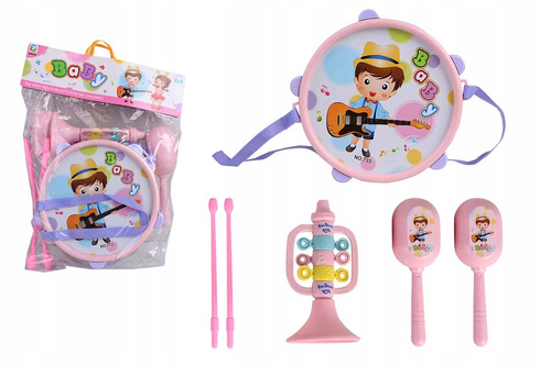 Instrumenty Różowe, Bębenek, Trąbka, Marakasy