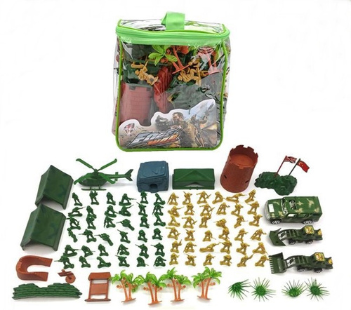 WOJSKO W TOREBCE- ŻOŁNIERZYKI 96 ELEMENTÓW, pak 72
torba zamykana na zamek błyskawiczny, w zestawie figurki żołnierzy, flagi, pojazdy, umocnienia.
wymiary opakowania: 21 x 18 x 7,5 cm