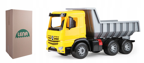 Duże Auto Wywrotka Żółta Mercedes Actros 3 osie Maxi Lena 63 cm Wytrzymała
