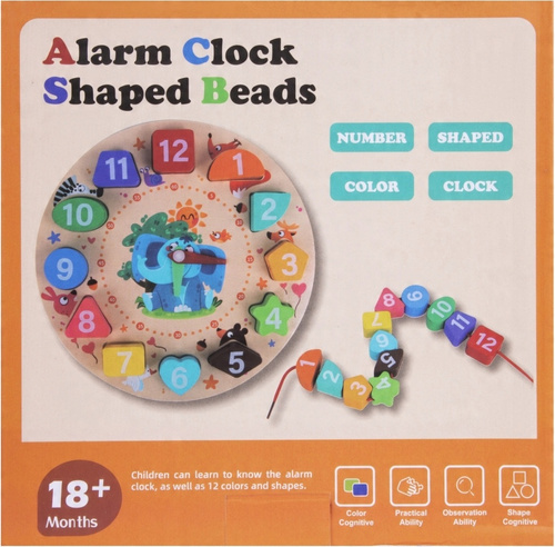 Zegar Drewniany Sorter Klocki Kształty Nawklekanka