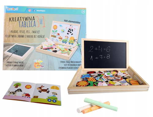 Drewniana Zabawka Z Tablicą Magnetyczną Z Magnesami W Kształcie Zwierzątek