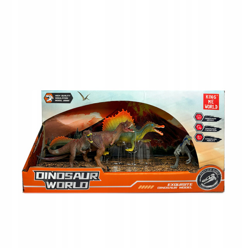 Zestaw 4 Figurek Dinozaurów W Dioramie Dinosaur World