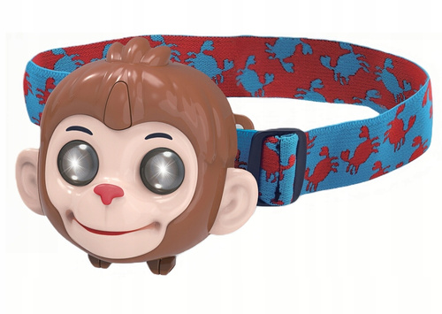 Latarka Czołówka Dla Dzieci Małpka Różne Tryby Świecenia SOS Regulowana