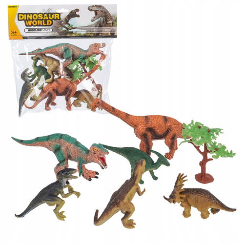 Zwierzęta Dinozaury Figurki Realistyczne 6 Sztuk Z Drzewem