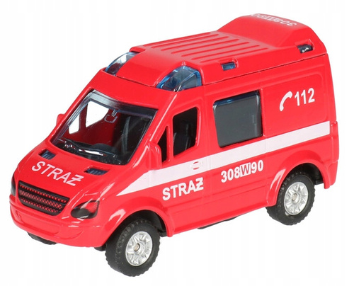 Straż Pożarna Auto Pojazd Strażacki Metalowy 8 Cm Mini Van