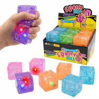 Gniotek Kostka Świecąca LED Sensoryczny Antystresowy Squeeze Ball Brokat
