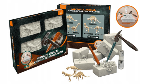Skamielina Zestaw Do Odkrywania 3 Szkielety Dinozaurów Do Wydobycia