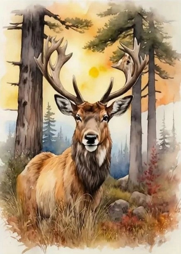 Diamentowa Mozaika Jeleń W Lesie 30X40 Cm