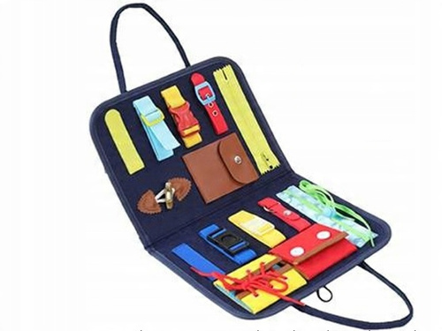 Tablica Manipulacyjna Granatowa Teczka Granatowa Filcowa Nauka Zapinania