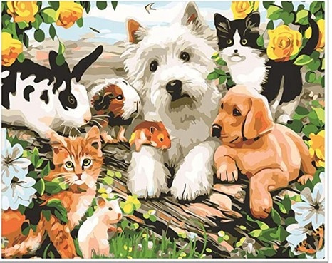 Malowanie Po Numerach Dla Dzieci Kreatywne Zwierzaki W Ogrodzie 20x30 Rama
