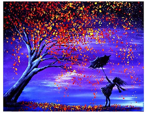 Diamentowa Mozaika Magiczne Drzewo Z Dziewczynką 30x40Cm Kreatywne Diamenty