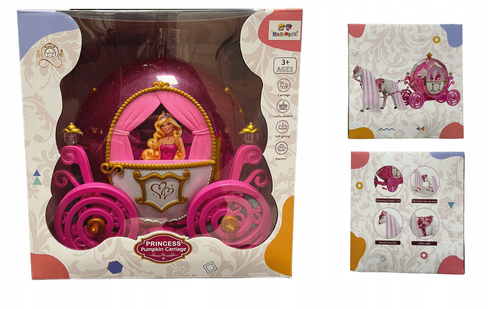 Księżniczka W Karecie Z Pięknie Zdobionym Koniem Dla Dziewczynek Na Prezent