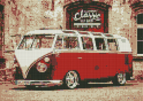Diamentowa Mozaika Czerwony Autobus Ogórek Vw 30x40 Cm