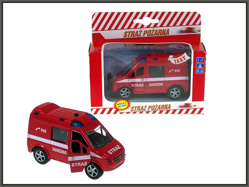 Samochód Pojazd autko dla dzieci Van Strażacki Straż Pożarna z Dźwiękiem