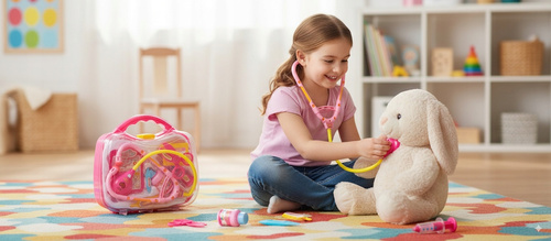 Zestaw Lekarski Dla Dzieci W Różowej Walizce Z Efektami Świetl/Dźwiękowe