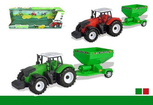 TRAKTOR Z PODNOŚNIKIEMI Z PRZYCZEPKĄ 2 KOLORY,KARTON OTWARTY PAK 48/24