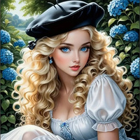 Malowanie Po Numerach Niebiesko Oka Blondynka W Ogrodzie 40X50 Cm Na Ramie
