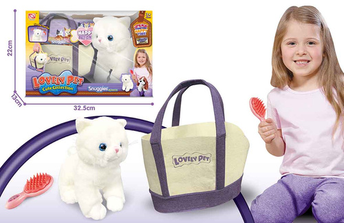 Kot pluszowy z nosidełkiem, torebką