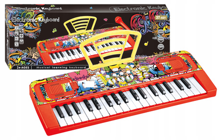 Keyboard Z Mikrofonem Pianino Dla Dzieci Pianinko Czerwone Efekty Dźwiękowe