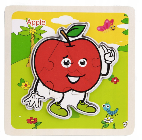 DREWNIANA UKŁADANKA PUZZLE POJAZDY,OWOCE