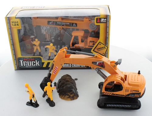 KOPARKA/ DŹWIG METALOPLASTOK +FIGURKI KARTON 22x13x7 cm /24/12