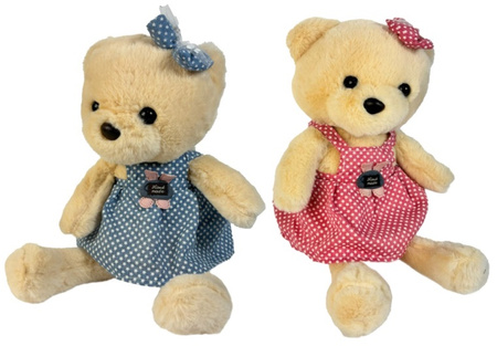 UROCZY MIŚ NIEDŹWIADEK W SPÓDNICZCE I SZELKACH MASKOTKA PLUSZAK 35 cm