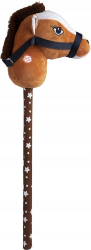 Pluszowa Głowa Konia Na Kiju Z Dźwiękiem Horse Dla Dzieci Zabawka Brązowa