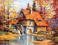 Malowanie Po Numerach Dom W Lesie Nad Stawem 40x50 Na Ramie