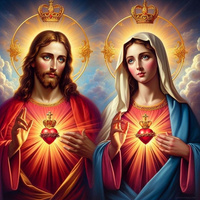 Malowanie Po Numerach Jezus I Maryja Serce W Koronie 40X50 Z Ramą