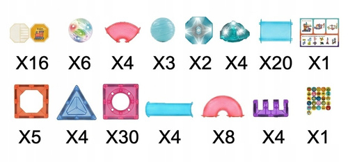 Klocki Magnetyczne Konstrukcyjne 3D Świecące LED Tor Kulkowy 110 Elementów