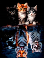 Diamentowa Mozaika Koty Z Tygrysami W Odbiciu 30x40 Cm Kreatywne Diamenty