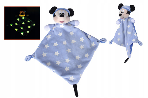 Pluszowy Kocyk z Główką Myszki Miki Disney Gwiazdki Świecące w Ciemnościach
