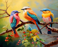 Diamentowa Mozaika Ptaki Kolorowe Na Gałęzi 30x40 Cm Kreatywne Diamenty