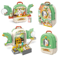 KRÓLIK, OGRÓDEK, PLECAK 3 W 1 ZIELONY, pak 12 
zestaw: plecak, ogródek i zestaw do opieki nad króliczkiem 
wymiary: 26,3 x 15,2 x 30 cm